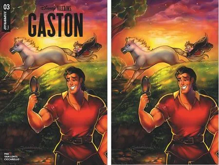 DISNEY VILLAINS GASTON #3 CVRS I & J SUKESHA RAY TRADE & VIRGIN DYNAMITE COM EXCLUSIVE SET (BUNDLE OF 2) VAR #3